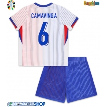 Maglie da calcio Francia Eduardo Camavinga #6 Seconda Maglia Bambino Europei 2024 Manica Corta (+ Pantaloni corti)
